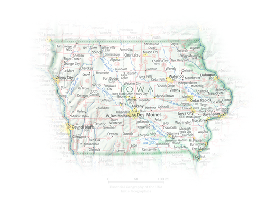 Iowa - Geographic Illustration