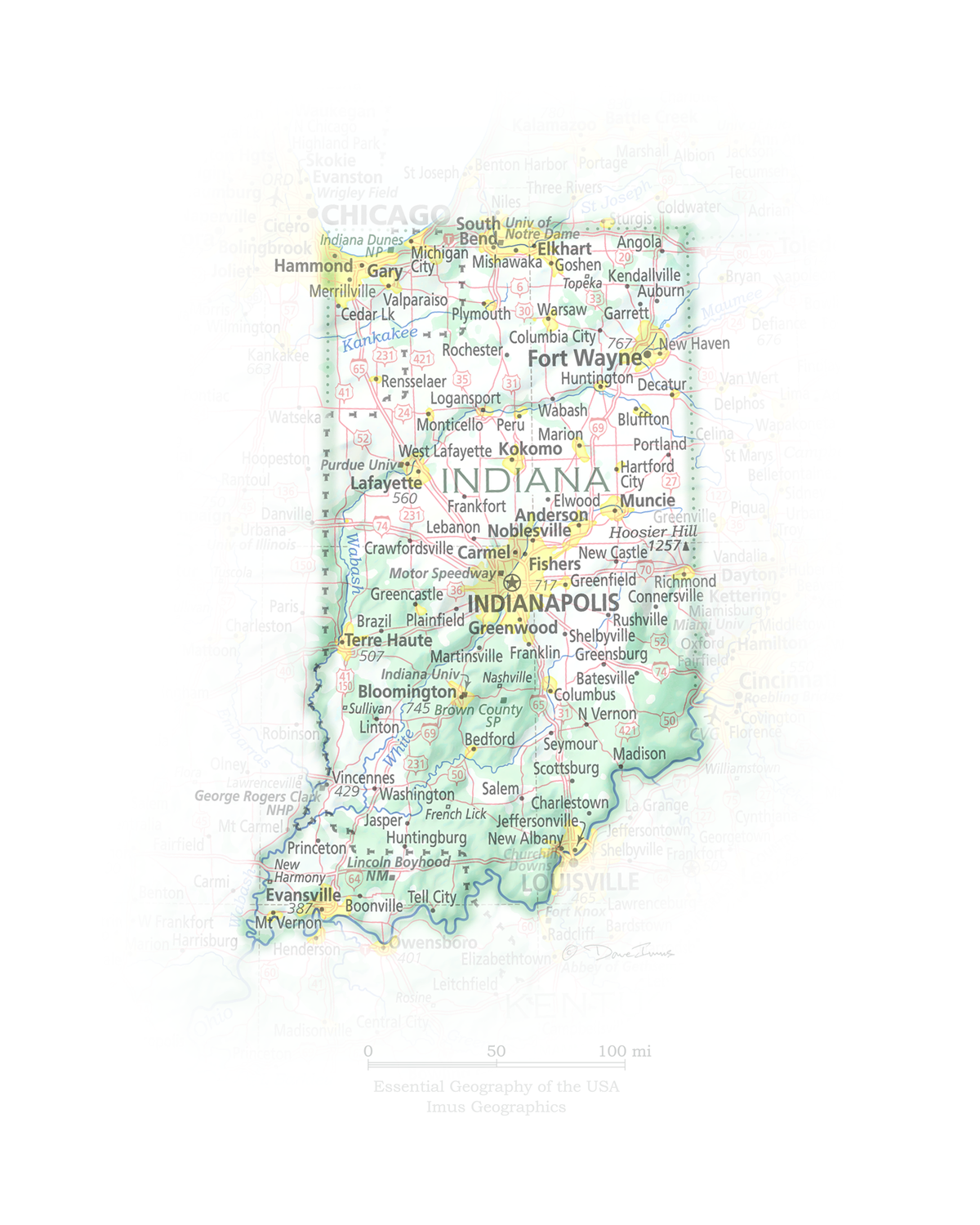 Indiana - Geographic Illustration