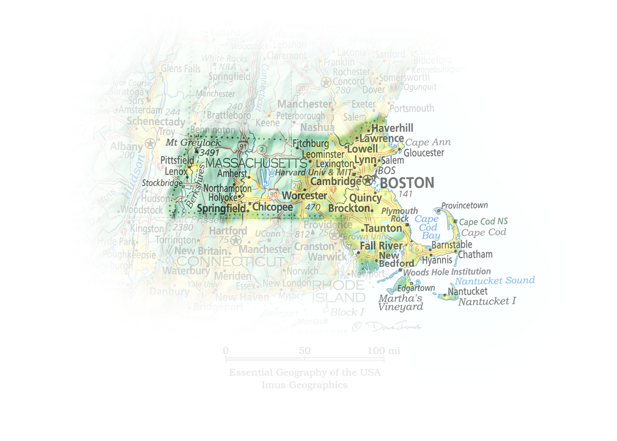 Massachusetts - Geographic Illustration