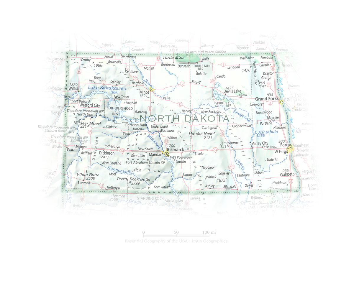 North Dakota - Geographic Illustration