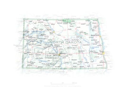 North Dakota - Geographic Illustration