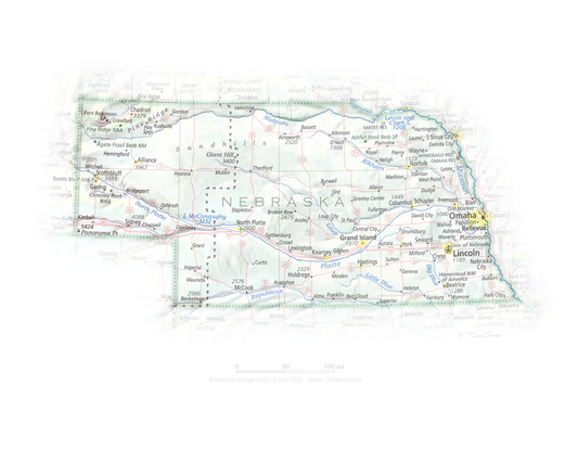 Nebraska - Geographic Illustration