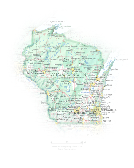 Wisconsin - Geographic Illustration